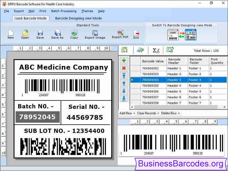 Barcodes Generator Healthcare Industry screenshot